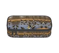 TTYDOKLA Flying Wild Ducks - Estuche multiusos para lápices, estéticamente agradable, amplio espacio de almacenamiento, Black, Talla única, Funda para llave