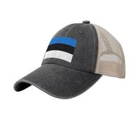 TTYDOKLA Gorra de béisbol de malla vaquera con estampado de bandera de Estonia para hombre, perfecta para uso diario, deportes y viajes, Negro, Talla única