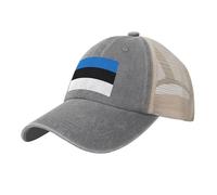 TTYDOKLA Gorra de béisbol de malla vaquera con estampado de bandera de Estonia para hombre, perfecta para uso diario, deportes y viajes, gris, Talla única
