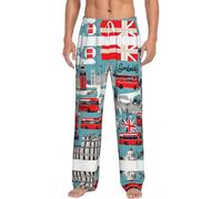 TTYDOKLA I Like London - Pantalones de pijama de Navidad para hombre, pantalones de franela suave, pijamas de vacaciones para hombre, Negro, S