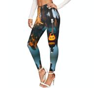 TTYDOKLA Lake Guitar Reflections - Leggings de compresión suave para mujer, ropa de gimnasio para mujer, Negro, 4XL