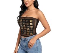TTYDOKLA New York Night Print - Brasier sin tirantes para mujer, Mariposa de flores grises y verde, XL