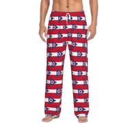TTYDOKLA Pantalones de pijama de Navidad con estampado de la bandera del estado de Ohio para hombre, pantalones de franela suave, pijamas de vacaciones para hombre, Negro, L