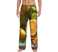 TTYDOKLA Pantalones de pijama de Navidad con estampado de limón amarillo para hombre, pantalones de franela suave, pijamas de vacaciones para hombre, Negro, M