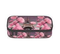 TTYDOKLA Paris Street - Estuche de tela Oxford con estampado floral rojo con múltiples compartimentos, ideal para viajes u oficina, Black, Talla única, Neceser de maquillaje