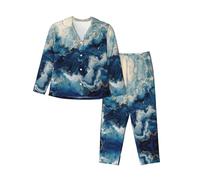 TTYDOKLA Pijama de Navidad con estampado de Within The Tides para mujer, conjunto de pijama suave para mujer, para vacaciones y uso diario, Negro, L