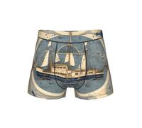 TTYDOKLA Ropa interior náutica con estampado de mapa de velero para hombre, calzoncillos tipo bóxer para hombre, cómodos pantalones cortos elásticos para hombre, Negro, M