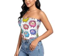 TTYDOKLA Sujetador sin tirantes con estampado de hurones para mujer, Bonito patrón de dibujos animados de ovejas coloridas, XL