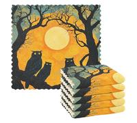 Ttylsdd Owl in The Tree - Paquete de 6 paños de cocina, superabsorbentes, reutilizables, antiadherentes, lavables con aceite