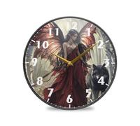 Ttylsdd Reloj de pared con pilas, 24 cm, hermoso hada morena, silencioso, no redondo, decorativo, para cocina, dormitorio, sala de estar, oficina