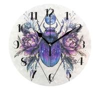 Ttylsdd Reloj de pared, diseño de escarabajo degradado, silencioso, sin tictac, decorativo, funciona con pilas, para oficina, hogar, baño, cocina, dormitorio, hotel, escuela (9.8 pulgadas