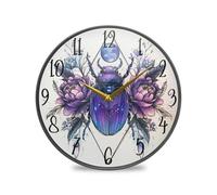 Ttylsdd Reloj de pared, silencioso, sin tictac, escarabajo degradado, decorativo, funciona con pilas, para cocina, dormitorio, sala de estar, oficina (12 pulgadas)