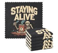 Ttylsdd Staying Alive - Paquete de 6 paños de cocina superabsorbentes y reutilizables, antiadherentes, lavables con aceite
