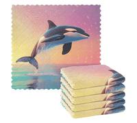 Ttylsdd Whale Jumping Out Of Water - Paquete de 6 paños de cocina superabsorbentes y reutilizables, antiadherentes, lavables con aceite