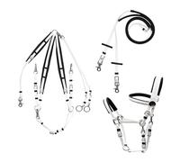TTZGMTRC Tup Cabezada de Cuero, Pechopetral y riendas Juego de 3 Piezas para Caballos Adultos - Ligero, Resistente al Sudor para equitación de Resistencia y Uso en senderos,Blanca,Set