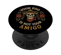 Tu Ego no es tu Amigo Sombrero Calavera Arte Popular PopSockets PopGrip Adhesivo