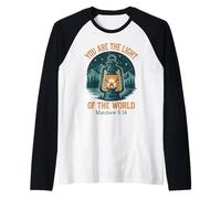 Tú Eres la luz del Mundo - Mateo 5:14 Estilo Vintage Camiseta Manga Raglan