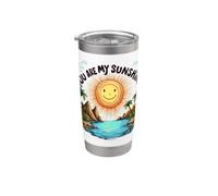 Tú eres mi sol, feliz sol, playa tropical Vaso térmico de acero inoxidable de doble pared