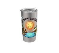 Tú eres mi sol, feliz sol, playa tropical Vaso térmico de acero inoxidable de doble pared