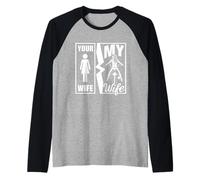 Tu Esposa es Simple, mi Esposa, Motera, Esposa, Motocicleta de San Valentín Camiseta Manga Raglan