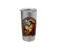Tu fe te ha hecho entero Jesús curativo Mosaico Arte Vaso térmico de acero inoxidable de doble pared