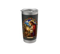 Tu fe te ha hecho entero Jesús curativo Mosaico Arte Vaso térmico de acero inoxidable de doble pared