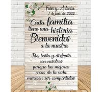 Tu Fiesta Mola Mazo Cartel Bienvenida de Boda Madera 60x100m |Bienvenida a los Invitados| Divertido y económico|Detalle de Boda|Decorado Bodas| Personalizable
