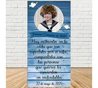 Tu Fiesta Mola Mazo Cartel de Bienvenida de Comunión Efecto Madera 140x70cm|Divertido y económico|Detalle de comunión|Decorado comunión| Personalizable