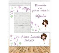 Tu Fiesta Mola Mazo Photocall de Comunión de Estrellas 100x100cm| Photocall Económico y Original | Detalles Comunión| Personalizable