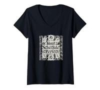Tu horario Gestión del Tiempo Motivacional Camiseta Cuello V, Mujer, Negro, M