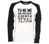 Tu Ne Me Fais Pas Peur Je Suis Né(E) Au Texas Blance Camiseta De Béisbol Unisex White Baseball tee Tshirt Unisex