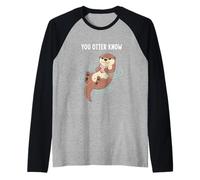 Tu Nutria Sabe Amante de los Animales Juego de Palabras de Vida Silvestre Camiseta Manga Raglan