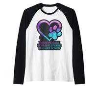 Tu Recuerdo es Nuestro Recuerdo en Forma de corazón para Mascotas, Gatos y Perros Camiseta Manga Raglan