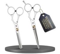 Tu ritual comienza aquí: kit barbero profesional con tijeras de corte y entresacar para barba y cabello - Acero inoxidable 6", diseño ergonómico, precisión y estilo - SND5 ORIGEN