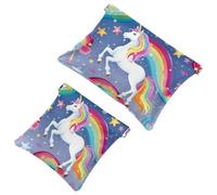 Tu solución de viaje: 2 bolsas de colores retro de unicornio-705 con forma de metralla - Bolsa de maquillaje compacta, multicolor 02, A：7.1x5.8in/18x14.8cm，B:4.7x4.5in/12x11.5cm