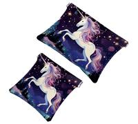 Tu solución de viaje: 2 bolsas de maquillaje compactas de unicornio estrellado 1233, Multicolor 04, A:7.1x5.8in/18x14.8cm,B:4.7x4.5in/12x11.5cm