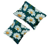Tu solución de viaje: 2 bolsas de metralla blancas Daisy-243 - Bolsa de maquillaje compacta, multicolor 09, A:7.1x5.8in/18x14.8cm,B:4.7x4.5in/12x11.5cm