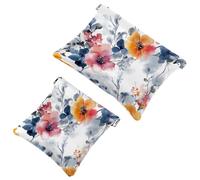 Tu solución de viaje: 2 bolsas de metralla Bohemian Floral-309 - Bolsa de maquillaje compacta, Multicolor 09, A：7.1x5.8in/18x14.8cm，B:4.7x4.5in/12x11.5cm