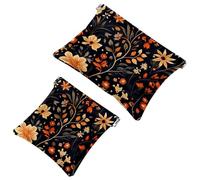 Tu solución de viaje: 2 bolsas de metralla Bohemian Floral-309 - Bolsa de maquillaje compacta, multicolor 02, A：7.1x5.8in/18x14.8cm，B:4.7x4.5in/12x11.5cm