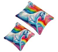 Tu solución de viaje: 2 bolsas de metralla coloridas de unicornio artístico 540, bolsa de maquillaje compacta, Multicolor 08, A：7.1x5.8in/18x14.8cm，B:4.7x4.5in/12x11.5cm
