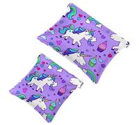 Tu solución de viaje: 2 bolsas de metralla de colores Unicornio-1365 - Bolsa de maquillaje compacta, Multicolor 03, A：7.1x5.8in/18x14.8cm，B:4.7x4.5in/12x11.5cm