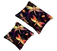 Tu solución de viaje: 2 bolsas de metralla de luciérnagas por la noche, bolsa de maquillaje compacta, Multicolor 10, A：7.1x5.8in/18x14.8cm，B:4.7x4.5in/12x11.5cm