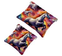 Tu solución de viaje: 2 bolsas de metralla de unicornio de colores de dibujos animados 606, bolsa de maquillaje compacta, Multicolor 01, A:7.1x5.8in/18x14.8cm,B:4.7x4.5in/12x11.5cm