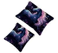 Tu solución de viaje: 2 bolsas de metralla de unicornio de estrellas de colores, bolsa de maquillaje compacta, Multicolor 10, A:7.1x5.8in/18x14.8cm,B:4.7x4.5in/12x11.5cm