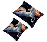 Tu solución de viaje: 2 bolsas de metralla de unicornio estético, bolsa de maquillaje compacta, Multicolor 08, A:7.1x5.8in/18x14.8cm,B:4.7x4.5in/12x11.5cm