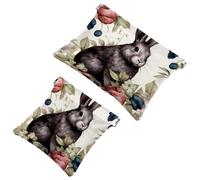 Tu solución de viaje: 2 bolsas de metralla Lovely Rabbits-111 - Bolsa de maquillaje compacta, Multicolor 01, A：7.1x5.8in/18x14.8cm，B:4.7x4.5in/12x11.5cm