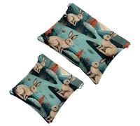 Tu solución de viaje: 2 bolsas de metralla Lovely Rabbits-144 - Bolsa de maquillaje compacta, Multicolor 03, A：7.1x5.8in/18x14.8cm，B:4.7x4.5in/12x11.5cm