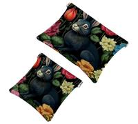 Tu solución de viaje: 2 bolsas de metralla Lovely Rabbits-144 - Bolsa de maquillaje compacta, Multicolor 08, A：7.1x5.8in/18x14.8cm，B:4.7x4.5in/12x11.5cm