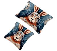 Tu solución de viaje: 2 bolsas de metralla Lovely Rabbits-144 - Bolsa de maquillaje compacta, Multicolor 09, A：7.1x5.8in/18x14.8cm，B:4.7x4.5in/12x11.5cm