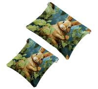 Tu solución de viaje: 2 bolsas de metralla Lovely Rabbits-177 - Bolsa de maquillaje compacta, Multicolor 05, A：7.1x5.8in/18x14.8cm，B:4.7x4.5in/12x11.5cm